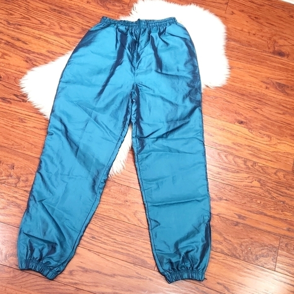 Vintage 90's Elastic Waist Windbreaker Nylon Court Athletic Pants - Picture 2 of 5